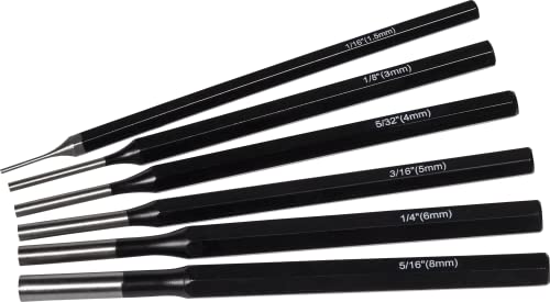Roughneck 6-Piece Parallel Pin Punch Set | Chrome Vanadium 1.5-8mm