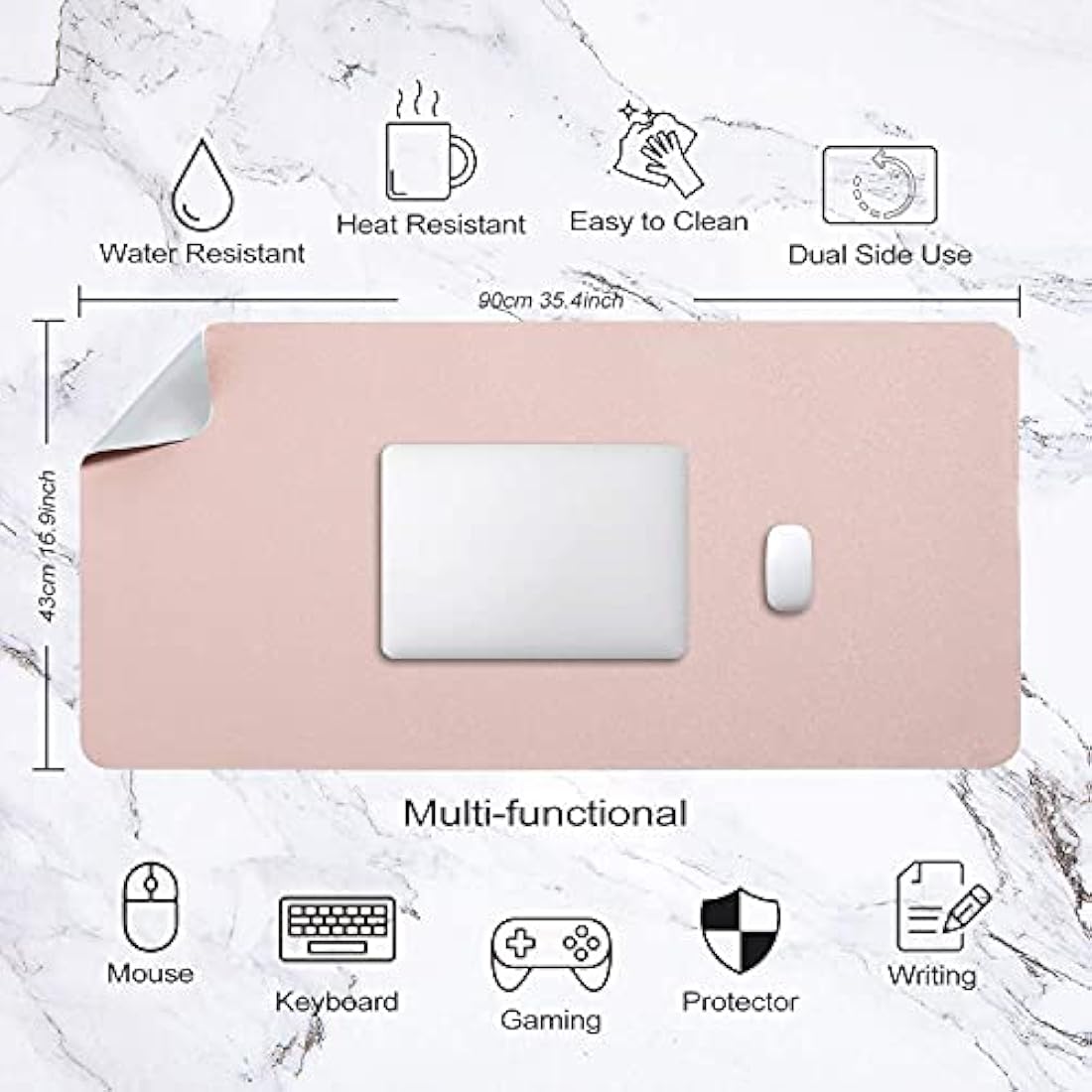 DOBAOJIA Dual-Side PU Leather Desk Pad - Large Waterproof Mouse Mat
