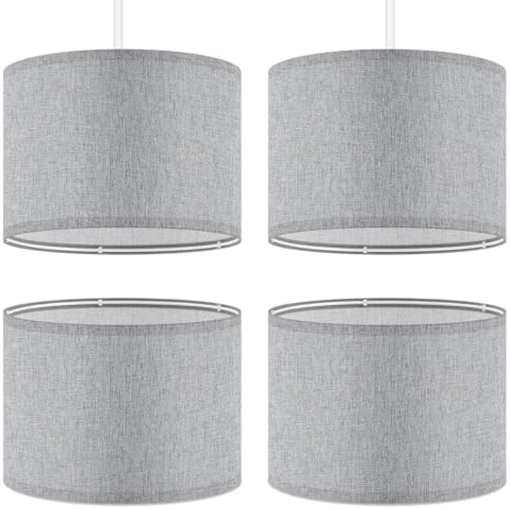 Weewooday Linen Drum Lampshades with E27 to E14 Adapters, 4 Pack – Grey