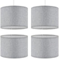 Weewooday Linen Drum Lampshades with E27 to E14 Adapters, 4 Pack – Grey