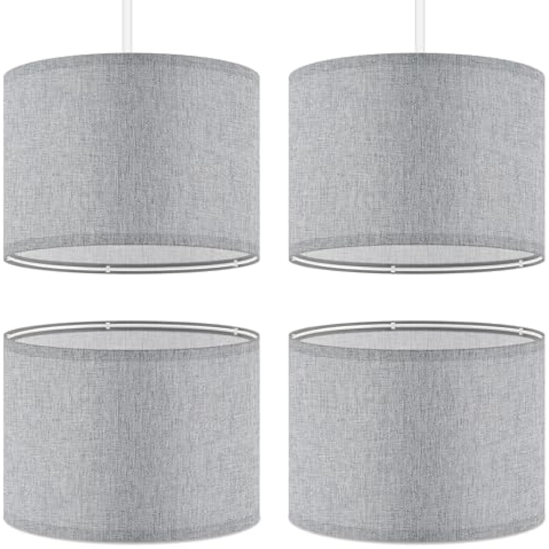 Weewooday Linen Drum Lampshades with E27 to E14 Adapters, 4 Pack – Grey
