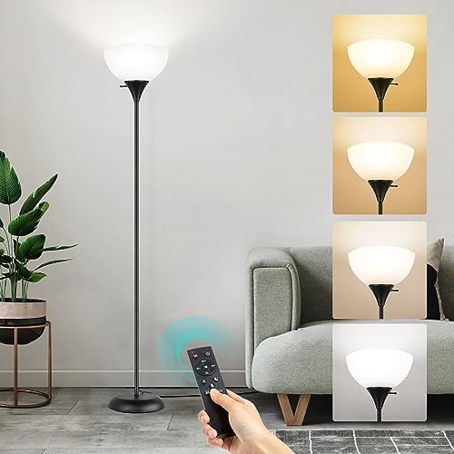 OUTON LED Torchiere Floor Lamp | Dimmable Standing Lamp with Remote