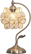 Bieye Tiffany Style Pink Stained Glass Flower Petal Table Lamp | Brass Base