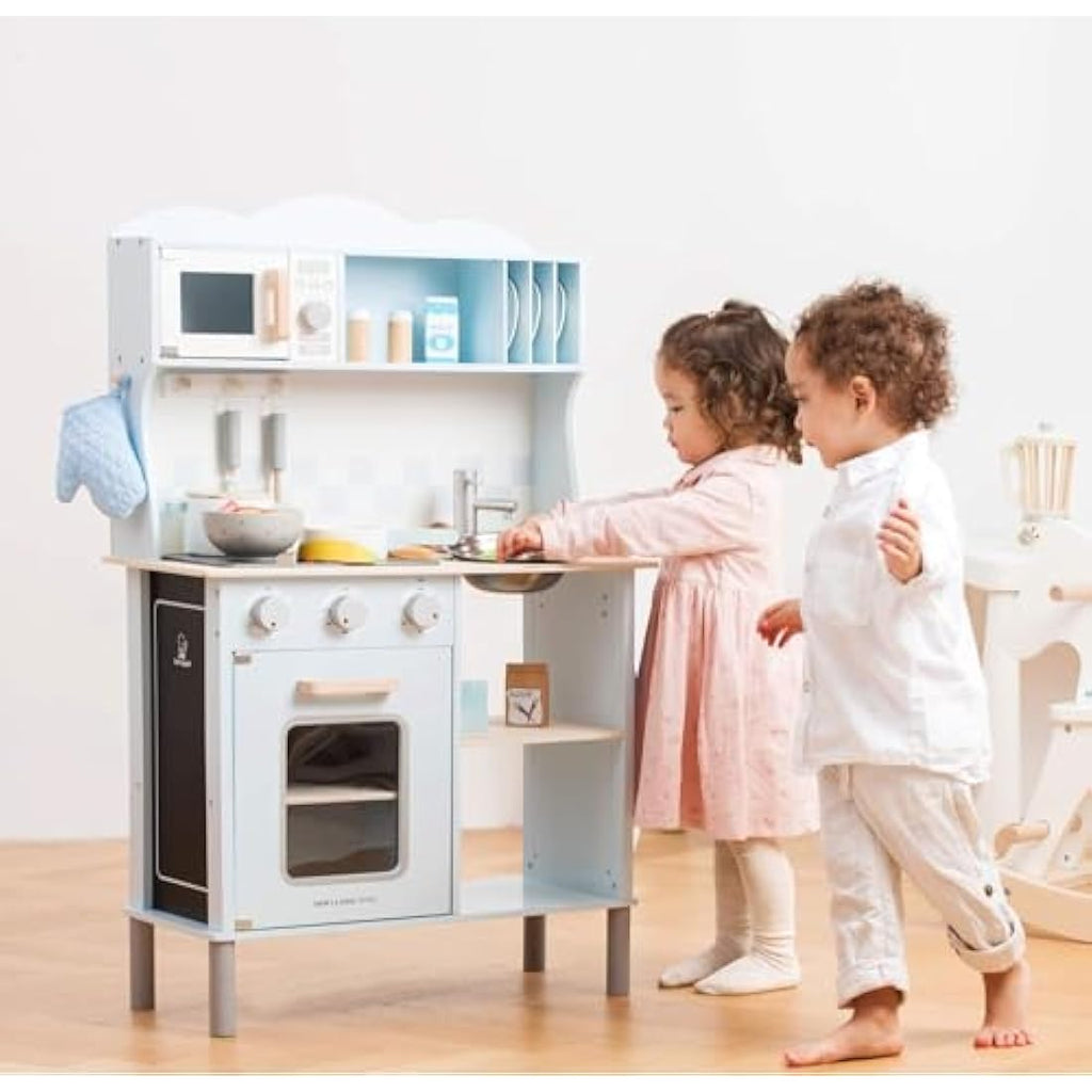 New Classic Toys Modern Kitchenette - Wooden Play Kitchen, Blue