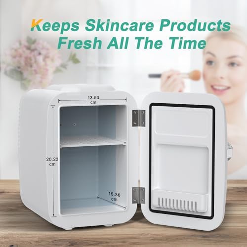 CROWNFUL 4L Mini Fridge | Portable Cooler and Warmer for Skincare - White