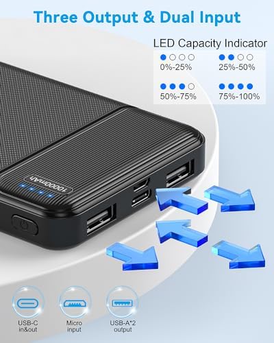 AsperX 10000mAh Power Bank 2-Pack | Slim USB-C Portable Charger