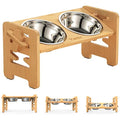 Vantic Raised Dog Bowls | 6 Adjustable Heights Bamboo Feeder Stand
