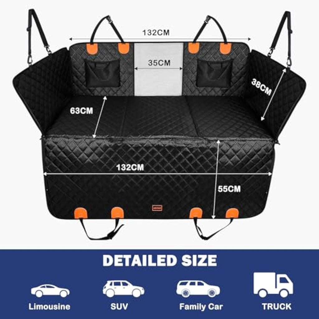 JOEJOY Dog Back Seat Extender – Waterproof Hard Bottom Car Seat Cover