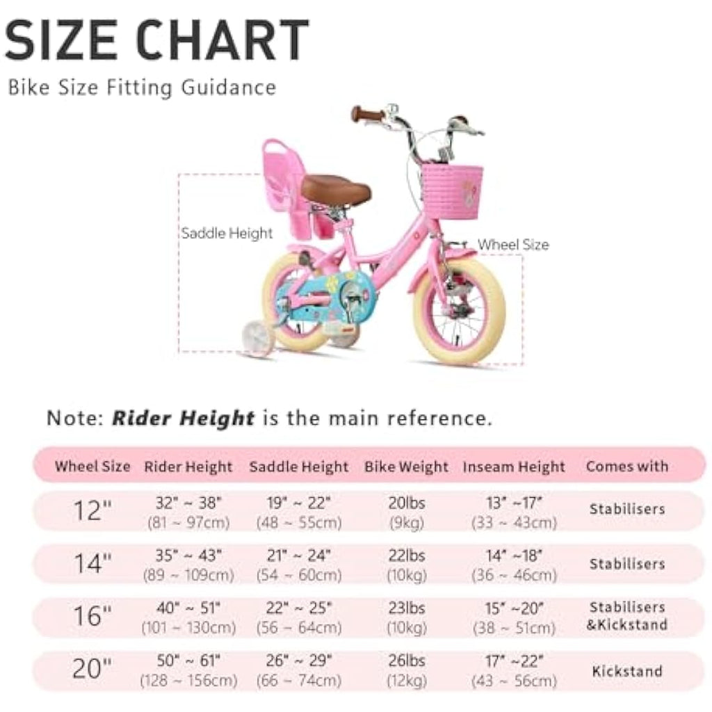 Glerc Maggie 16 Inch Girls Bicycle with Doll Seat and Basket