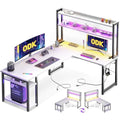 ODK L-Shaped Gaming Desk with LED Lights and Power Outlets - White