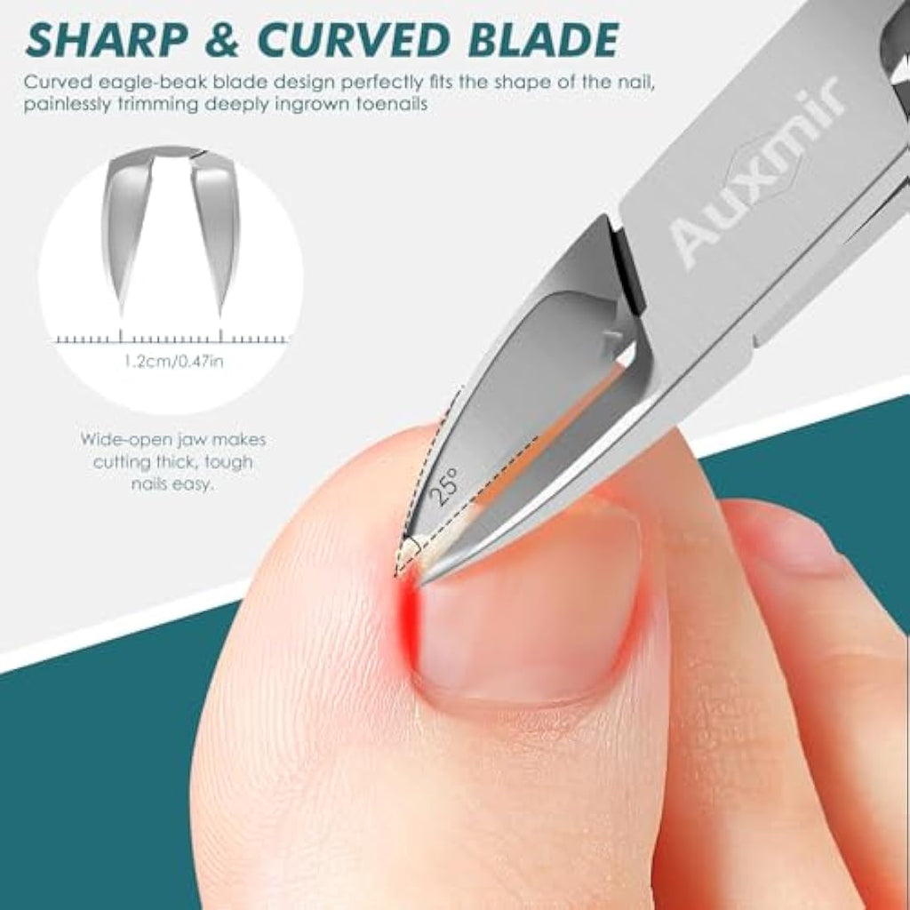 Auxmir Toenail Clippers – Sharp Stainless Steel Nippers for Thick Nails