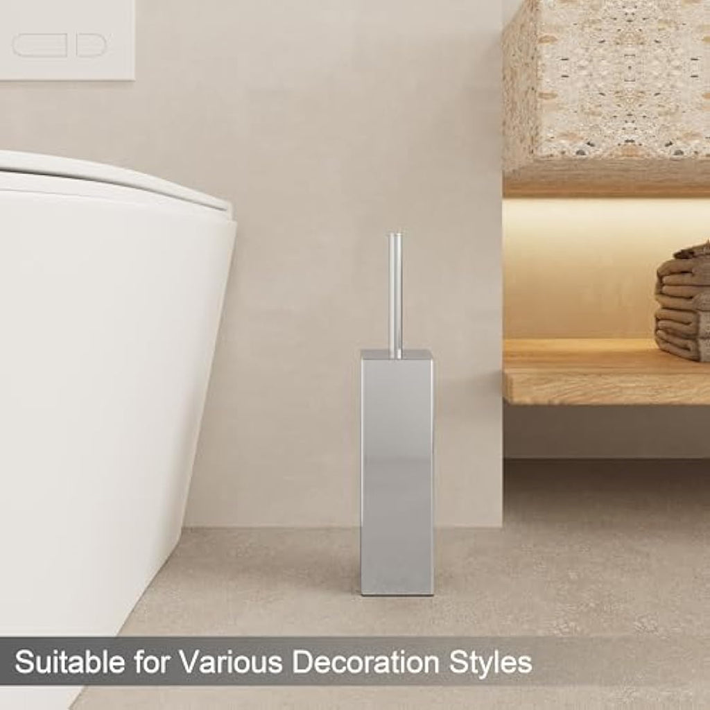 BGL Chrome Stainless Steel Square Floor Standing Toilet Brush Holder