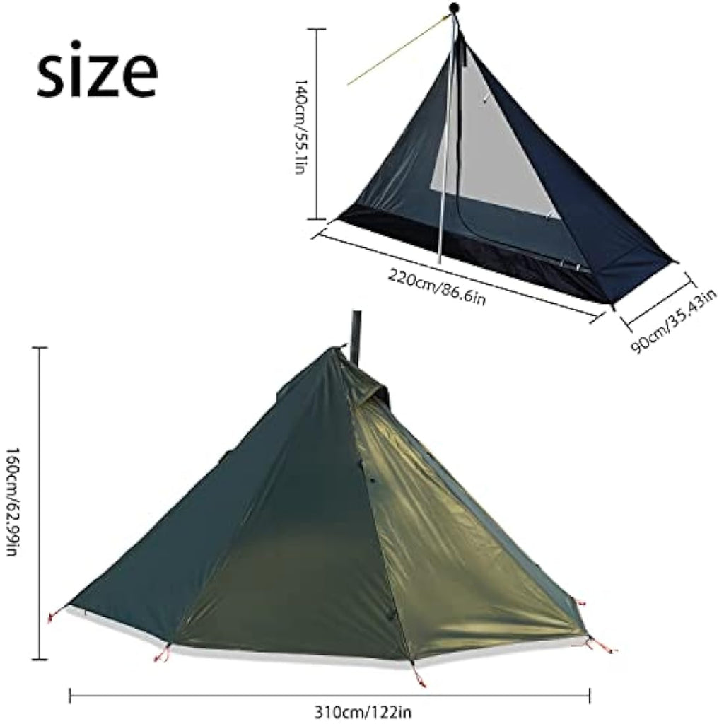 Jolof Store 1-Man Lightweight Teepee Hot Tent with Stove Jack & Mesh