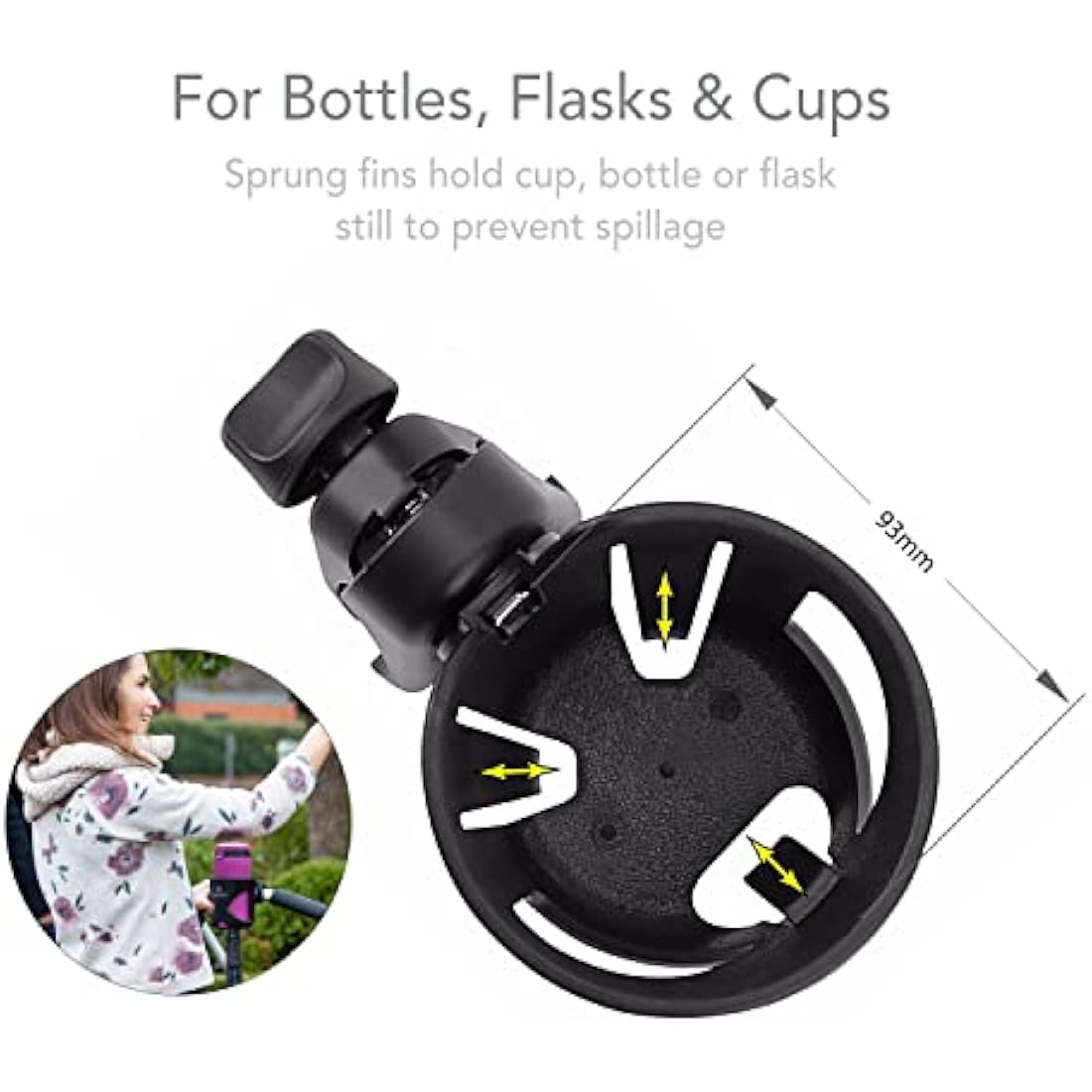 LittleLife Universal Buggy Cup Holder – Adjustable Stroller Bottle Organiser