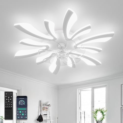YUNLONG 30.7" Modern Ceiling Fan with Light – Dimmable 6-Speed DC Motor