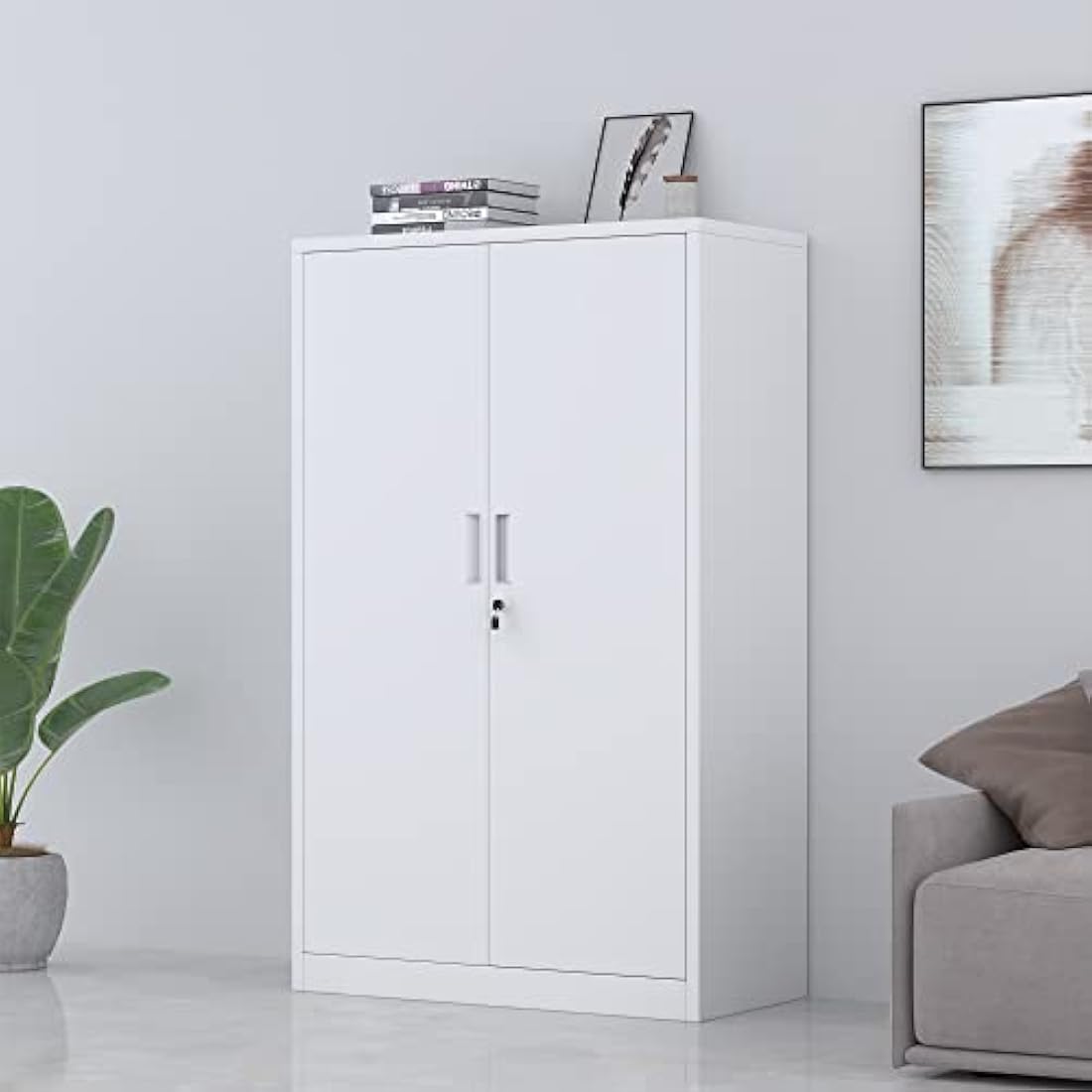 Metal Storage Cabinet | Lockable Steel Cupboard with 3 Shelves