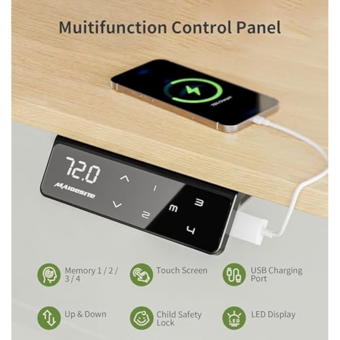MAIDeSITe Electric Standing Desk – Height Adjustable 100x60cm Table
