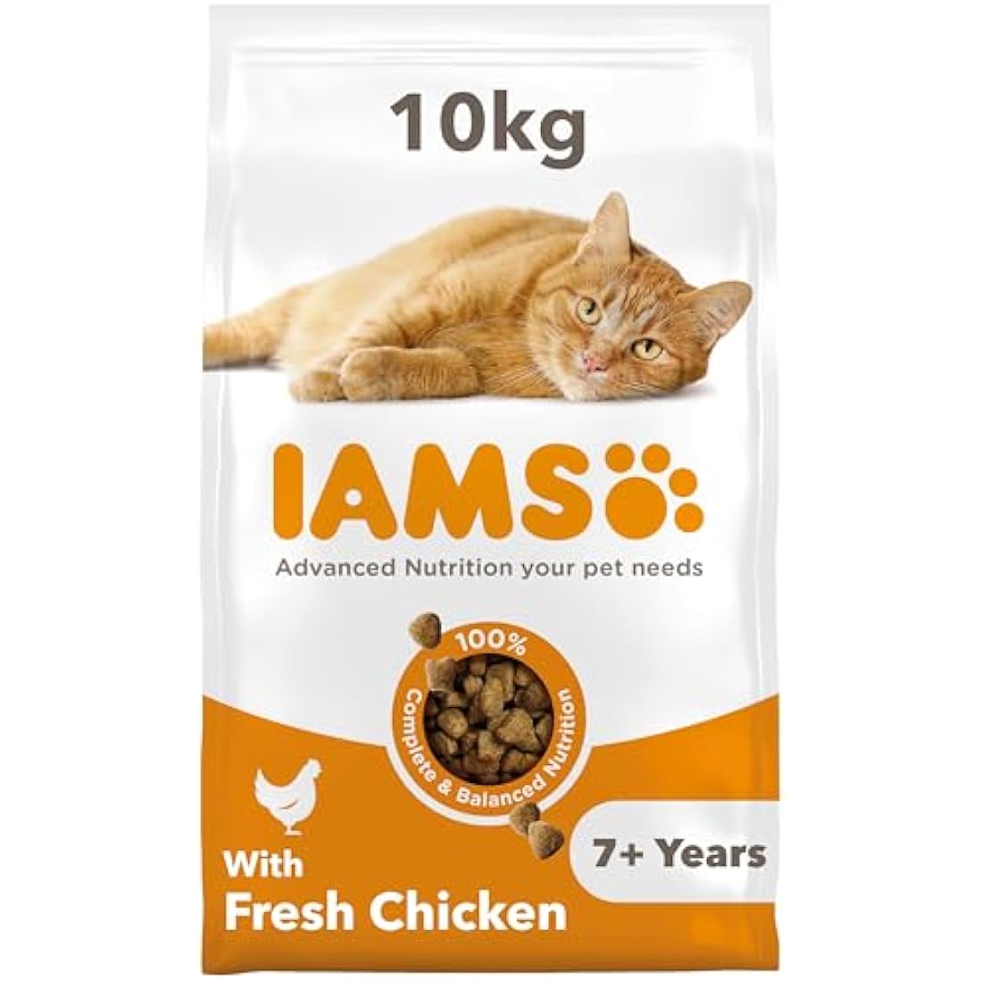 IAMS Senior Dry Cat Food – Chicken & Wheat Free – Heart Health 10kg