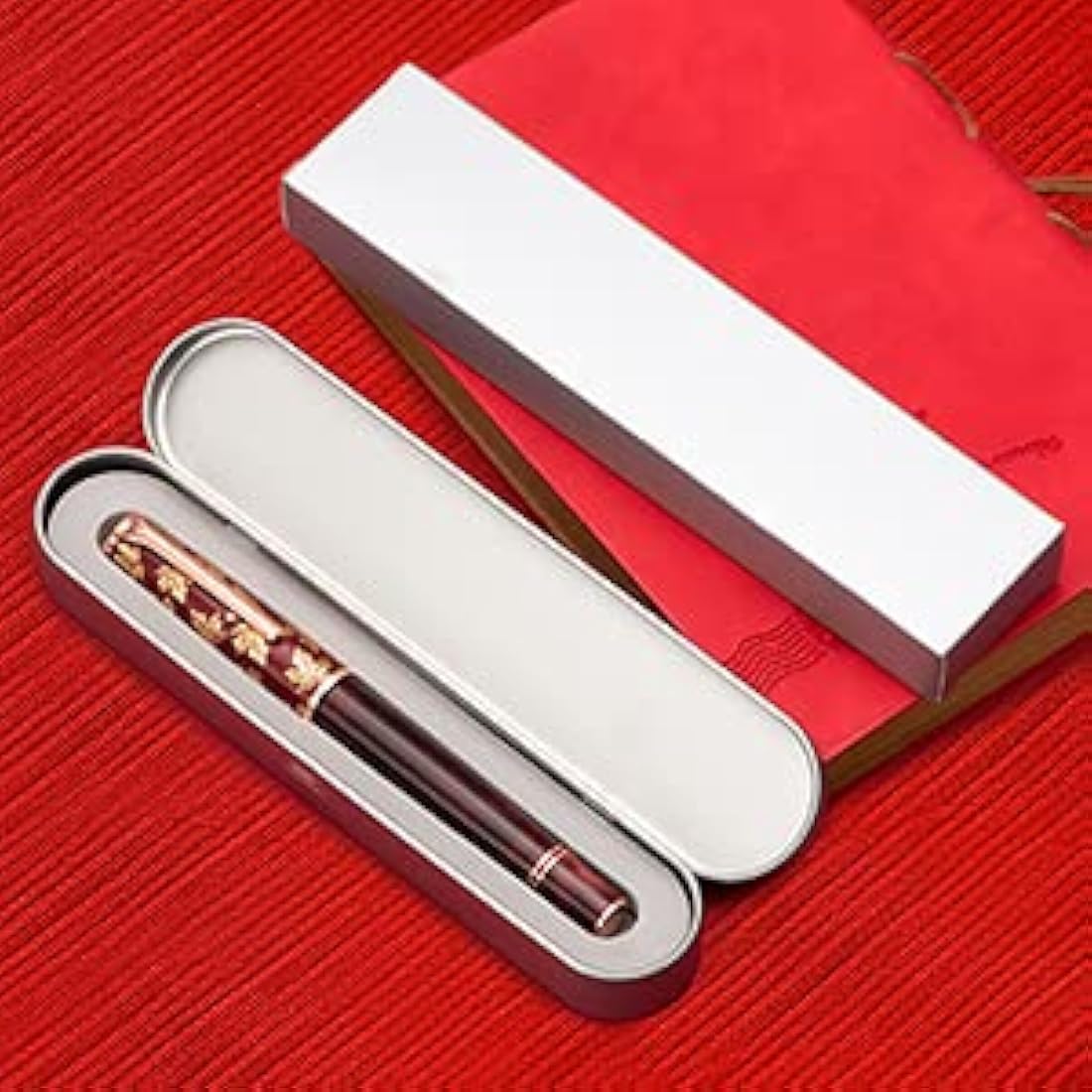 Hongdian N8 Red Acrylic Fountain Pen | Long Blade Fine Nib & Case