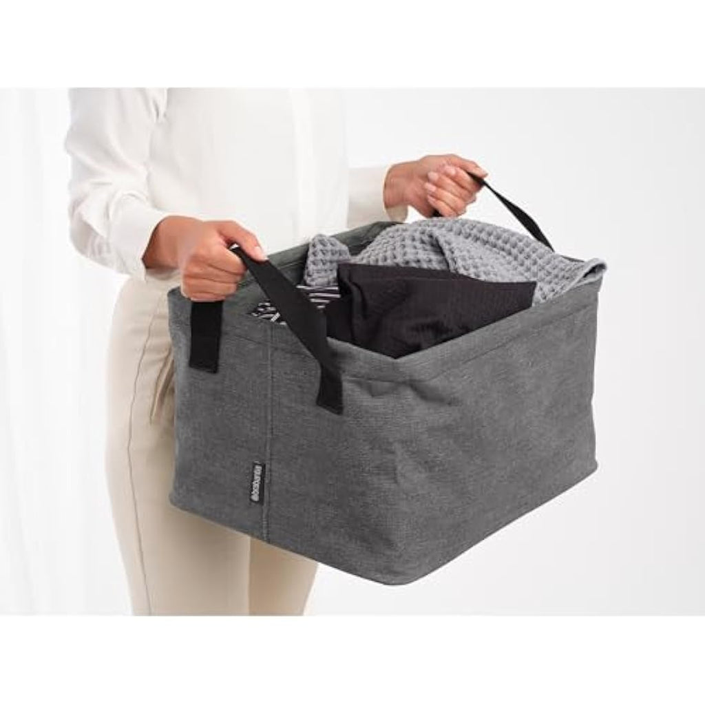 Brabantia Foldable Laundry Basket – 35L Water-Resistant Hamper, Pepper Black