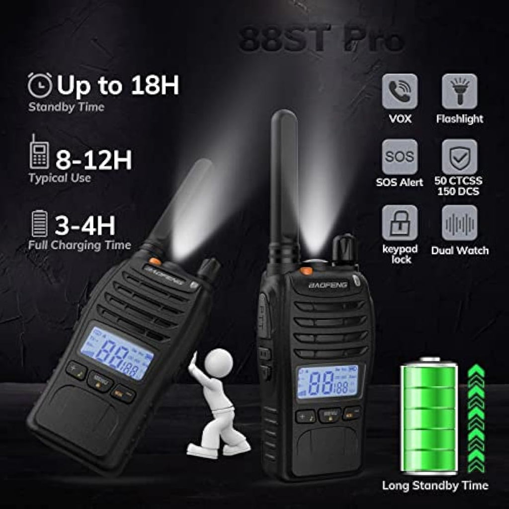 Baofeng BF-88ST Pro PMR446 Walkie Talkie – Long Range 2-Way Radio (2 Pack)