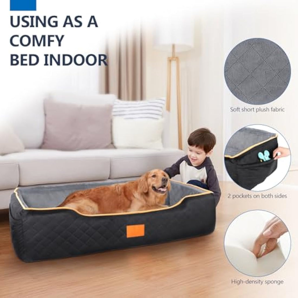 GL GLENSLAVE Large Dog Car Seat – Washable Pet Booster Bed for SUVs