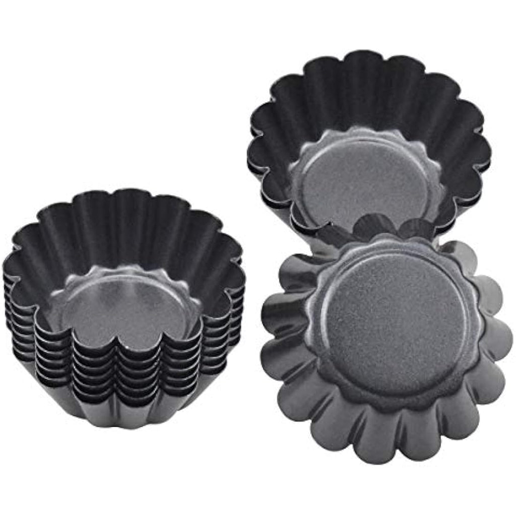 HQdeal 12-Pack Non-Stick Egg Tart Molds | Carbon Steel Mini Baking Tins