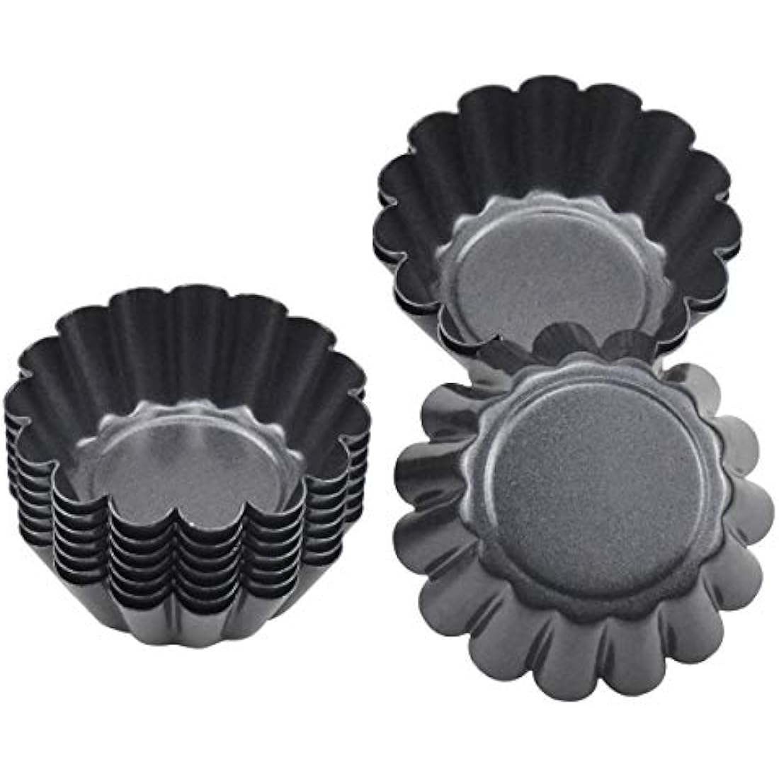 HQdeal 12-Pack Non-Stick Egg Tart Molds | Carbon Steel Mini Baking Tins