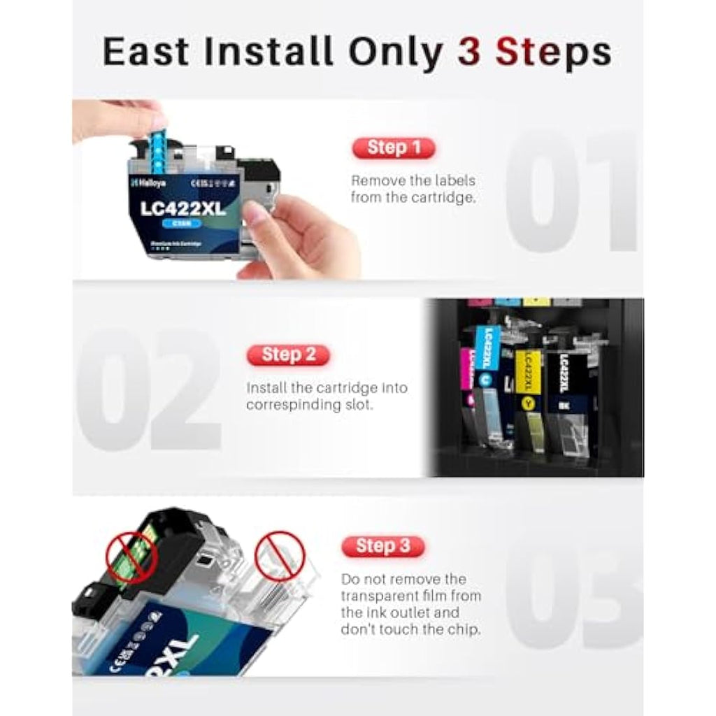 Halloya LC422XL Ink Cartridges for Brother MFC-J5340DW MFC-J6940DW (8-Pack)