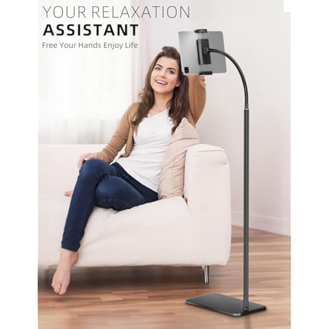 LanPavilion iPad Floor Stand – Flexible Gooseneck Tablet Holder (4.7-13")
