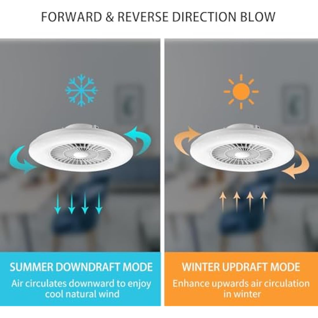 BKZO 60CM Smart RGB LED Ceiling Fan | App & Voice Control Dimmable