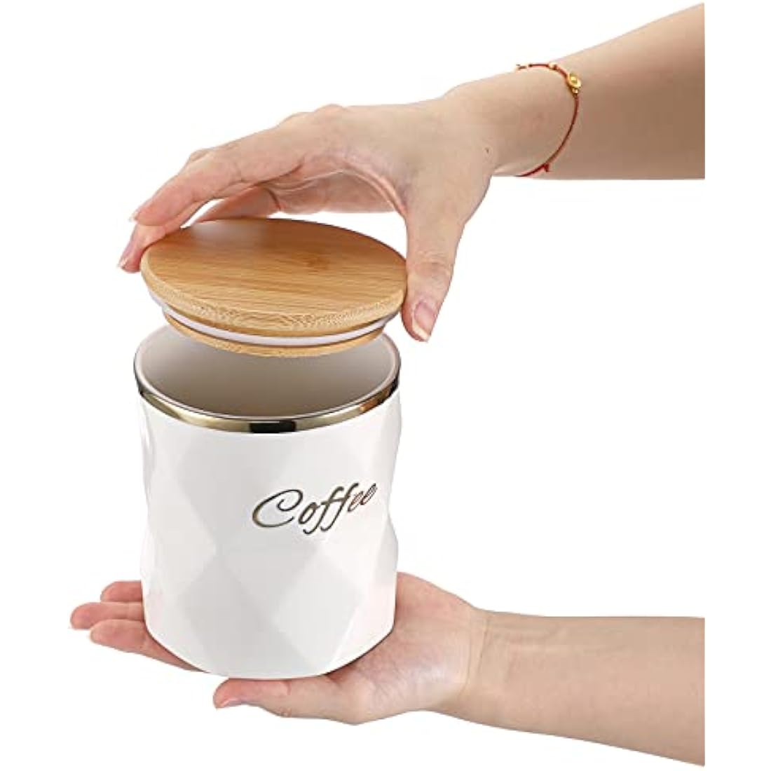 Ceramic Kitchen Canisters – 3pc Airtight Set with Bamboo Tray
