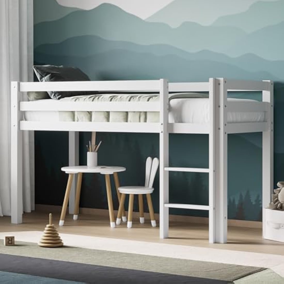 Flair Furnishings Kids Mid Sleeper Cabin Bed - White Pine Wood
