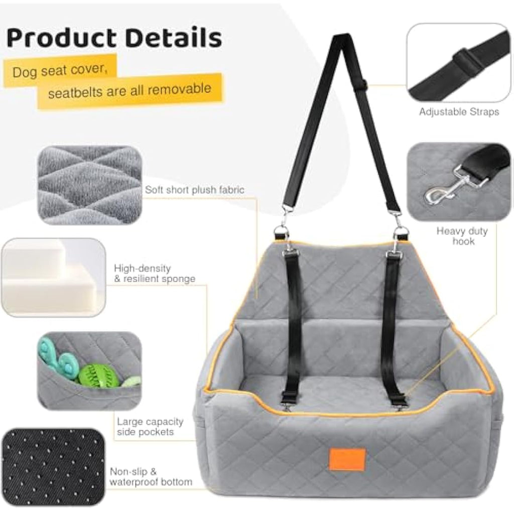 GL GLENSLAVE Dog Car Seat - Large Pet Booster Seat with Washable Cover