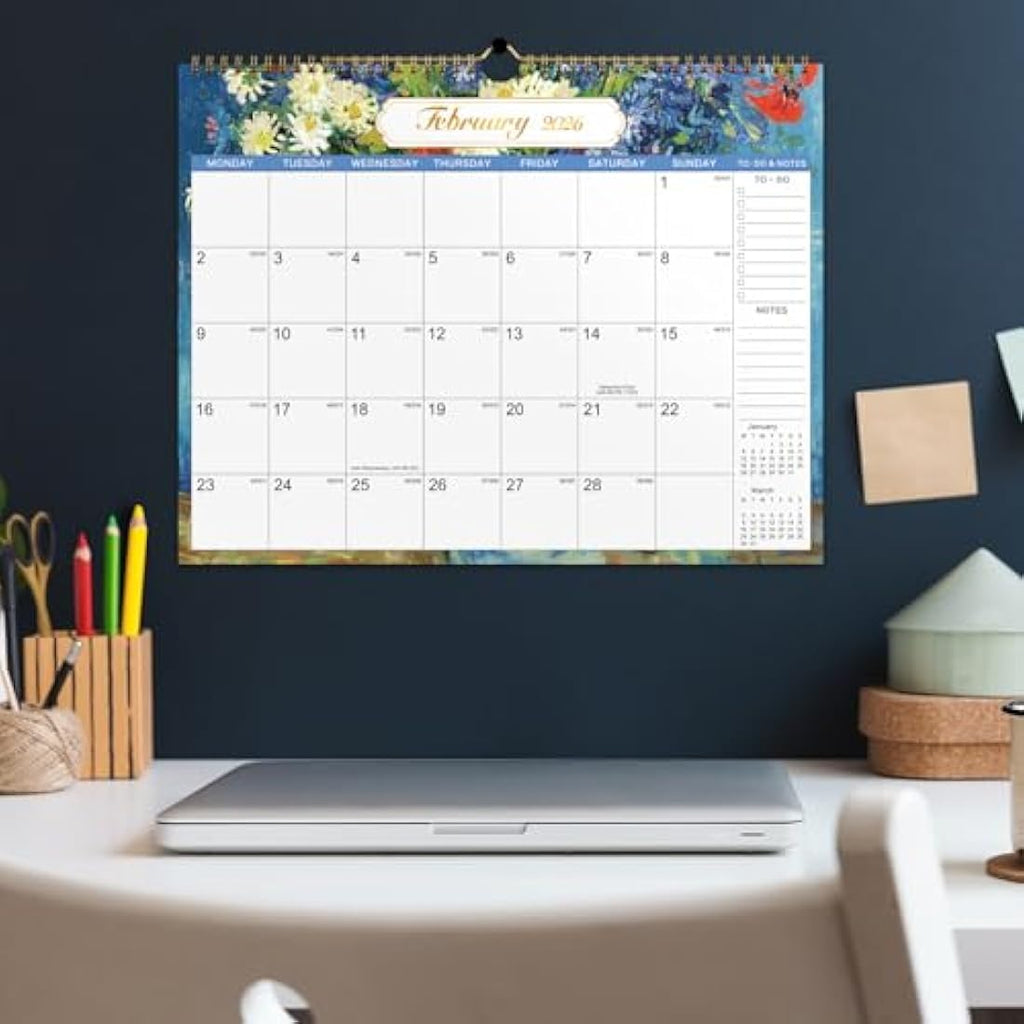Artfan 2025-2026 Wall Calendar | 18-Month Planner, 14.8'' x 11.5'', Green