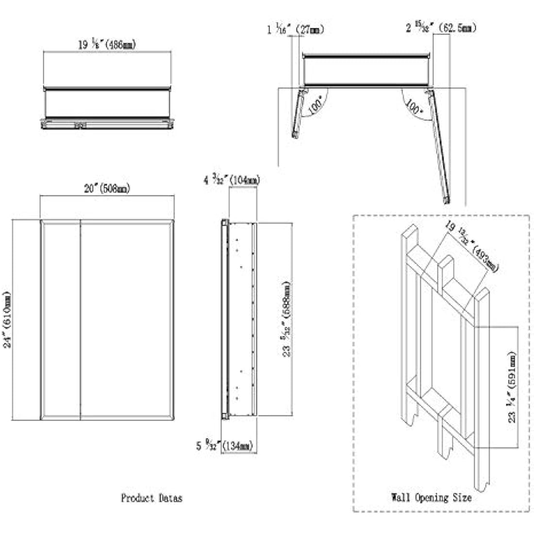 Aluminum Bathroom Mirror Cabinet | Recessed or Surface Mount