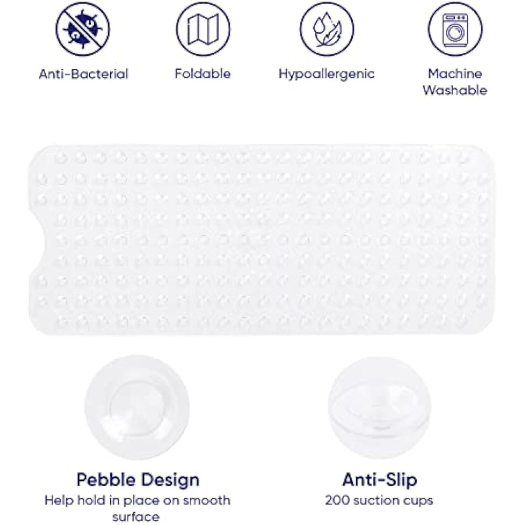 Non-Slip Shower Bath Mat - Anti-Mould PVC Rubber (100x40cm)