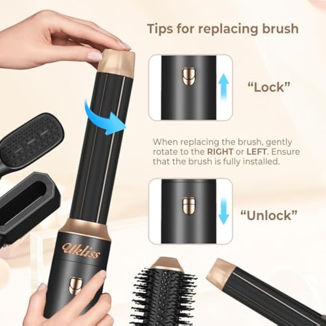 UKLISS 6-in-1 Air Styler | 1000W Ionic Hair Dryer Brush & Curler Set