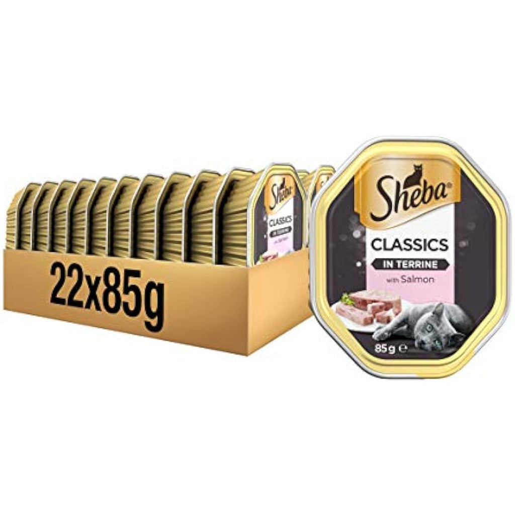 Sheba Classics Salmon Terrine Wet Cat Food - 85g Trays (Pack of 22)