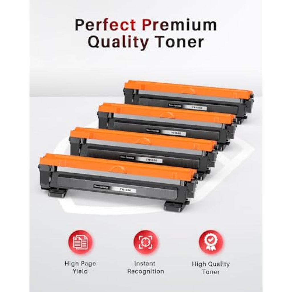 Halloya TN1050 Compatible Black Toner Cartridges for Brother - 4-Pack
