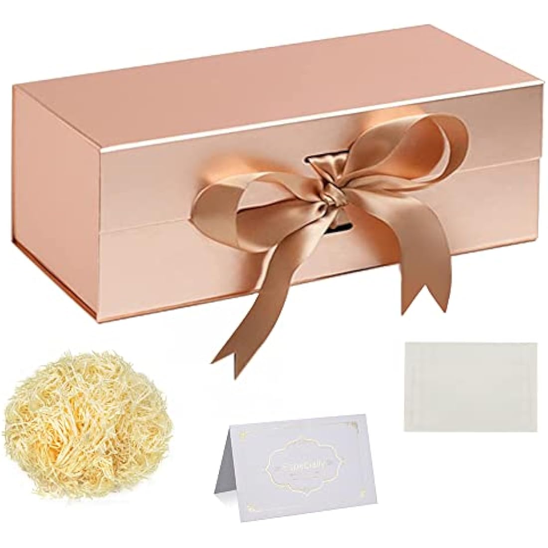 Rose Gold Magnetic Gift Box Set with Ribbon - 32x22x10cm