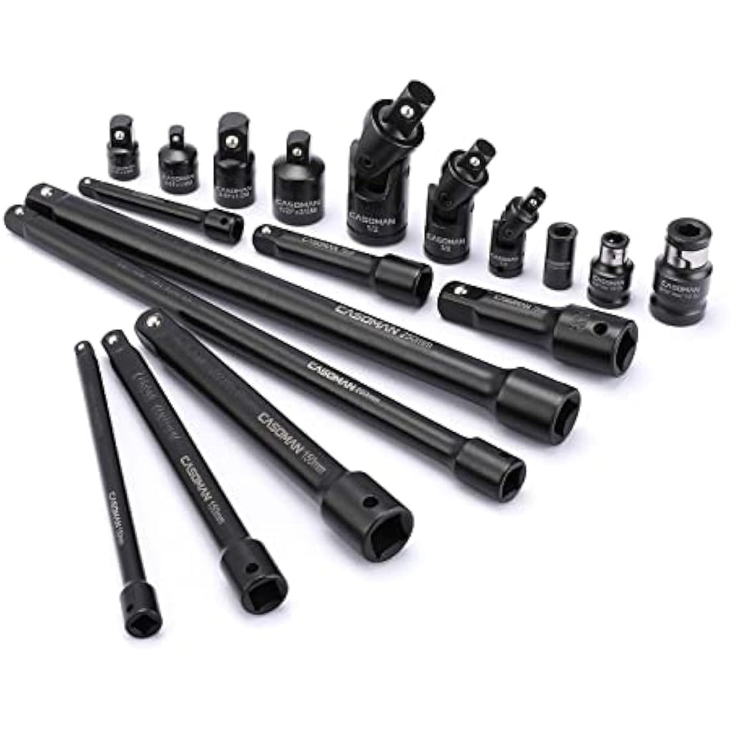 CASOMAN 18-Piece Drive Tool Accessory Set | Impact Socket Extensions