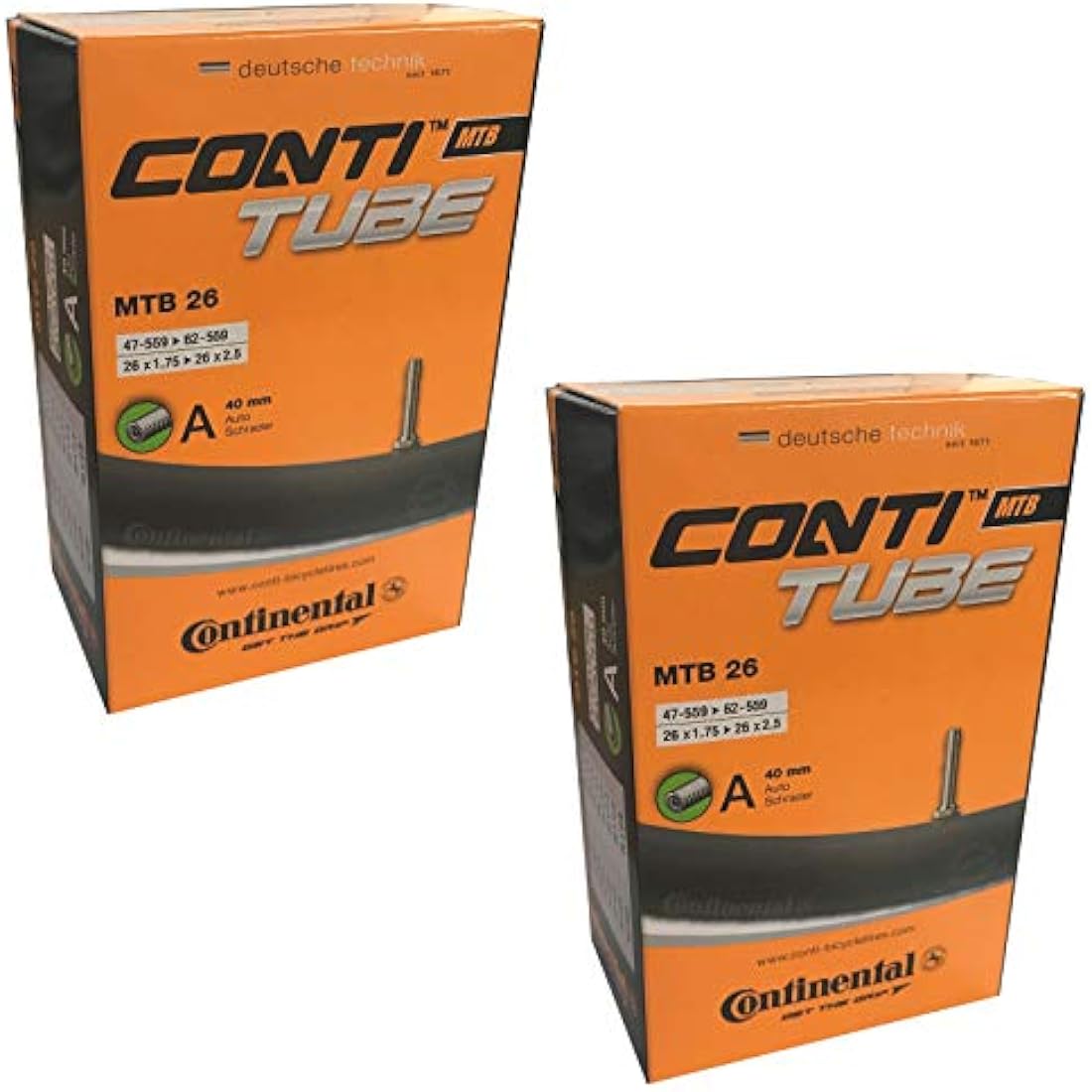Continental 26" Mountain Bike Inner Tubes | 1.75-2.5 Schrader (2 Pack)