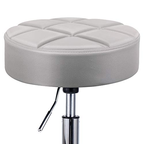 Leader Accessories Swivel Rolling Beauty Stool - Adjustable Light Grey