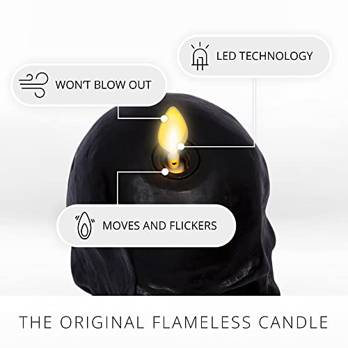Luminara Flameless LED Skull Candle – Black Real Wax Skeleton Decor