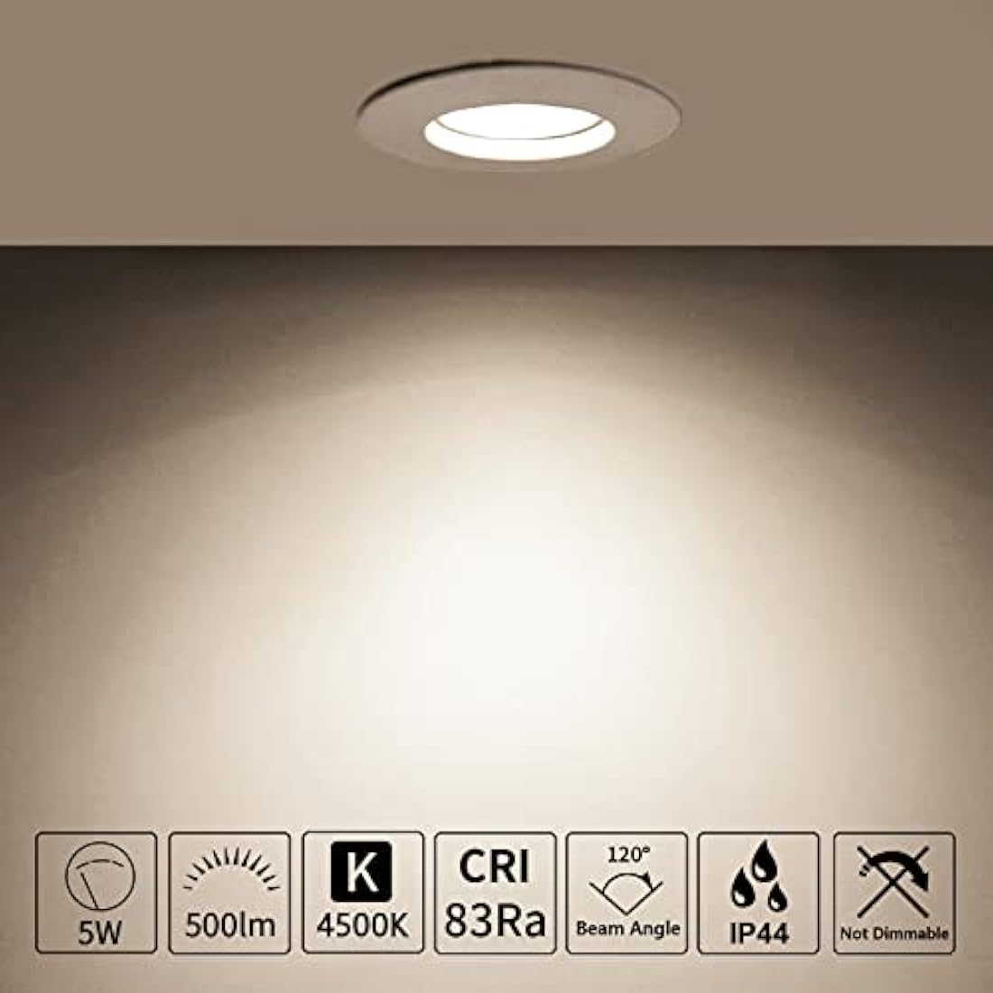 HiBay 10-Pack IP44 LED Recessed Downlights – 5W Ultra Slim Spotlights