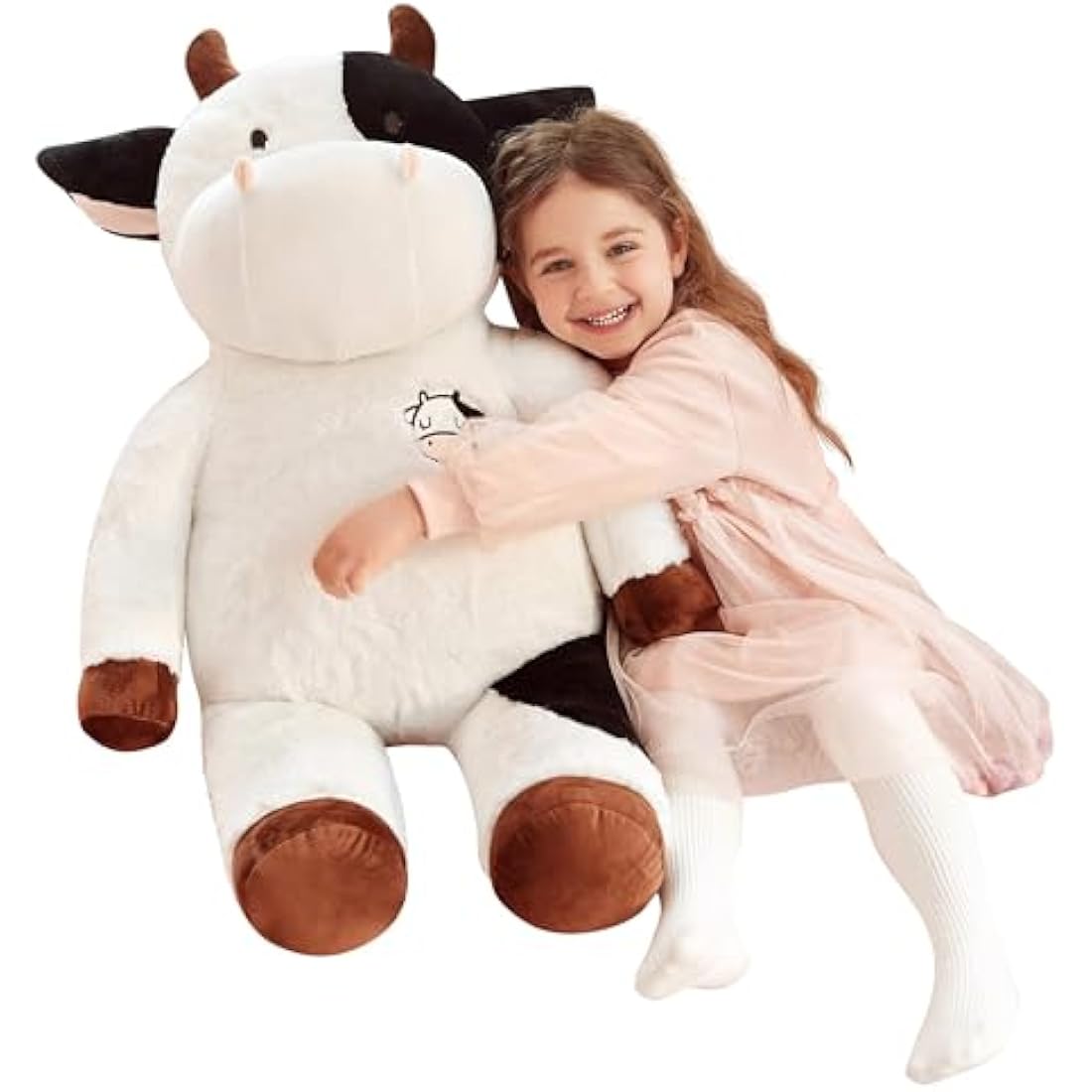 IKASA Giant Cow Stuffed Animal | Jumbo Soft Plush Toy, White, 78cm