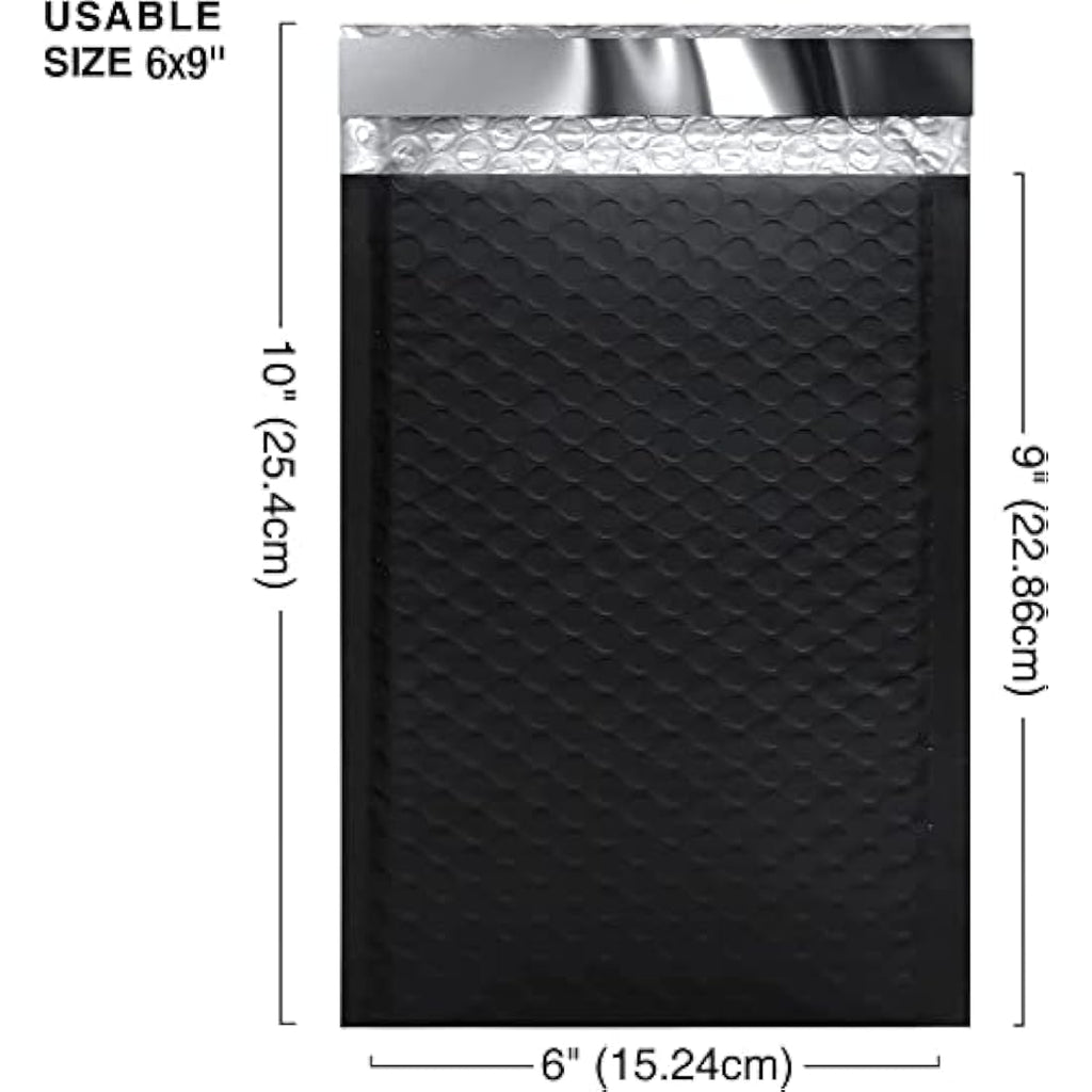 Switory Black Poly Bubble Mailers | 6x9 Padded Shipping Envelopes - 25 Pack