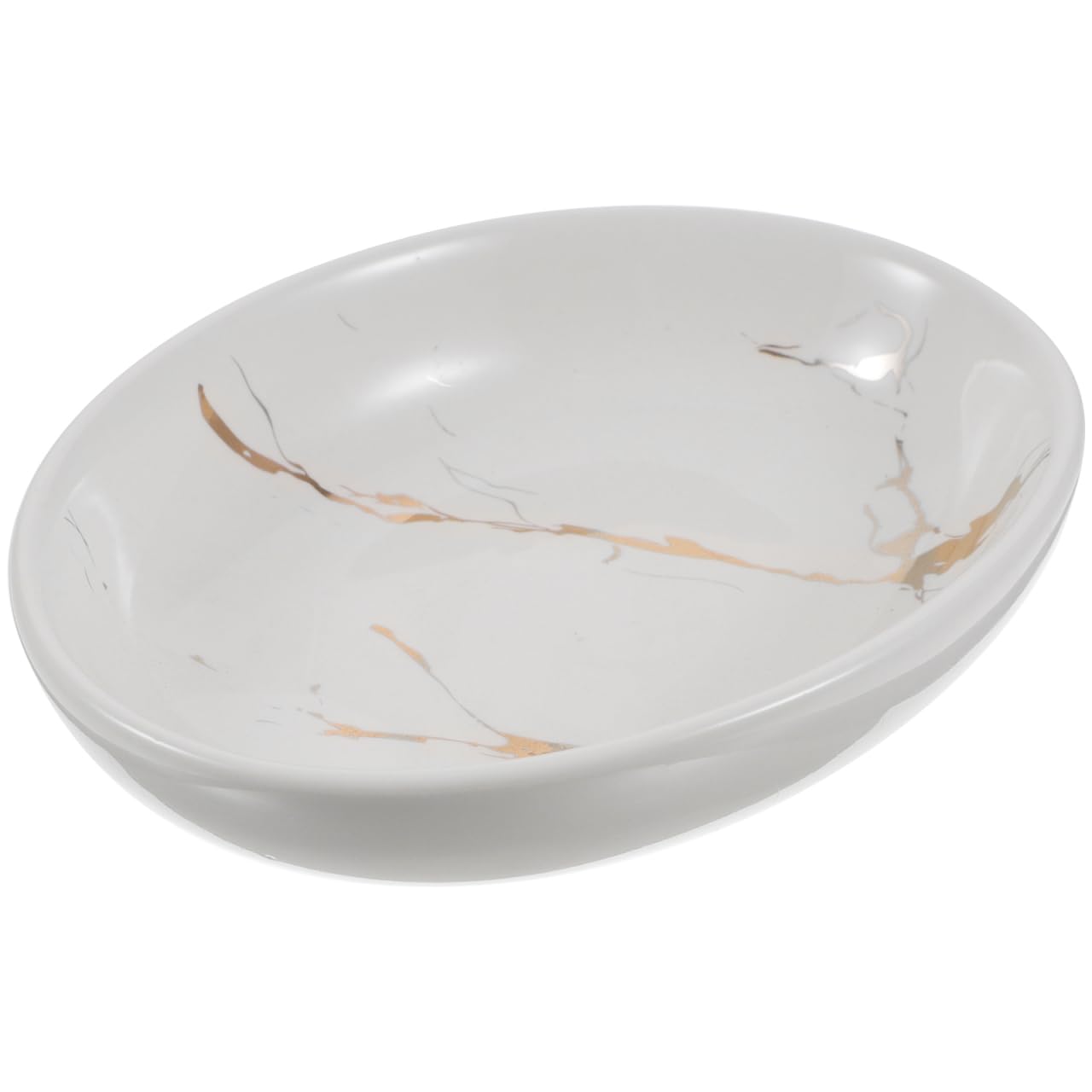 Alipis Ceramic Marble Soap Dish – Elegant Oval Vanity Tray for Bathroom