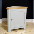 Painted Corner Cabinet | Solid Oak Top Storage Unit - Grey